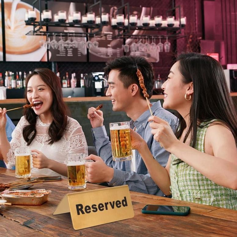 

JH8 Papan Meja Reserved Stainless Table Card Sign Hotel Restaurant Reserved Table Sign