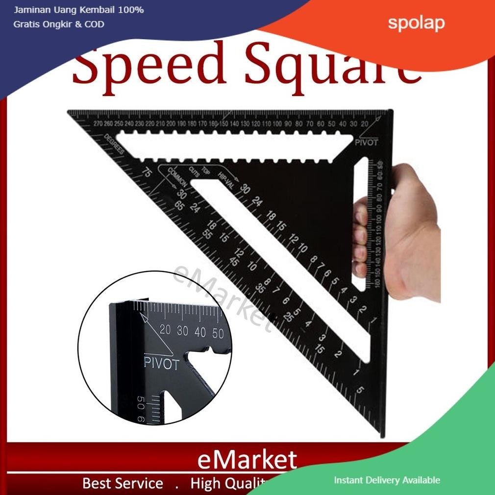 

JH8 Speed Square Aluminium / Penggaris Siku Sudut Segitiga / Right Angle Kayu