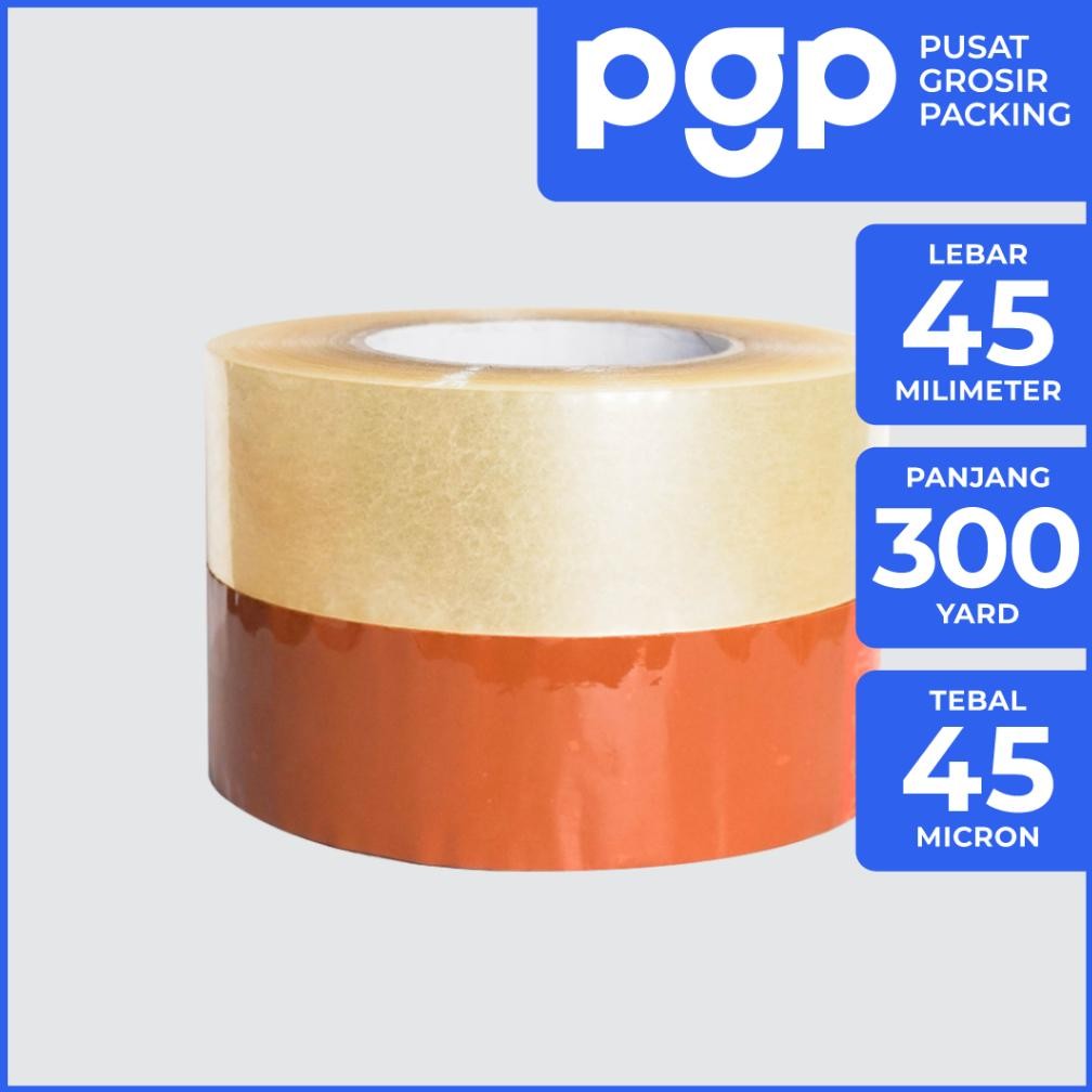 

JH8 Lakban Jumbo Bening / Cokelat 45mm x 300 Yard | 1 Pcs/Roll (Satuan) | OPP Tape 2 Inch 300Y | Lakban Murah Berkualitas
