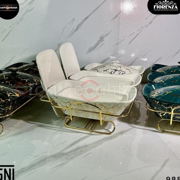 Wadah Saji Penghangat Casserole Basi Set Motif Marble Fiorenza 988