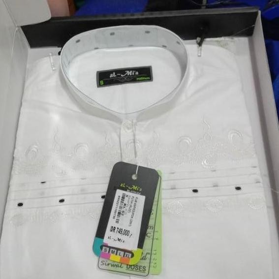 Baju Koko Al- Mia Pendek Platinum Putih Original