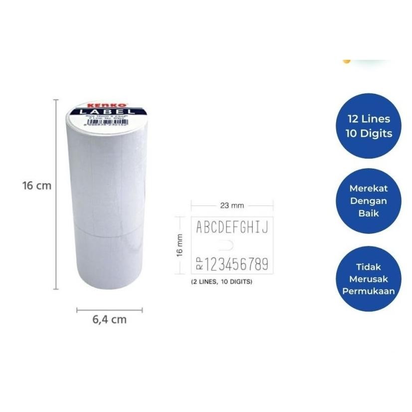 

JH8 ISI LABEL TEMBAKAN STICKER HARGA 2 LINE REFILL PRICE LABEL MX-6600A KENKO STIKER LABEL HARGA 2 BARIS