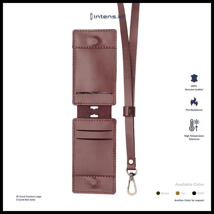 

Terlaris Intens.Id Gantungan Id Card Holder Kulit Asli + Tali | Name Tag Kulit Asli |Lanyard Id Card Kulit Magnet Good Quality