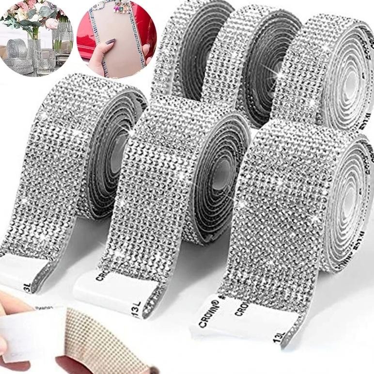 

Self Adhesive Crystal Rhinestone Sticker Diamond Ribbon Diy Sticker Rhinestones Arts Crafts Car Phone Camera Decoration