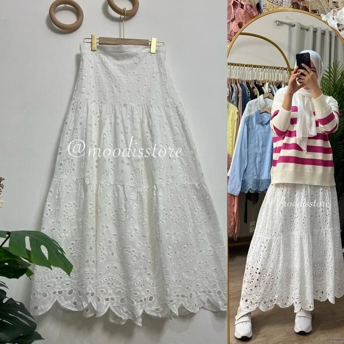 Moodis - Azalea Embroidery Skirt Rok Bordir Korean Style Rok Bohemian