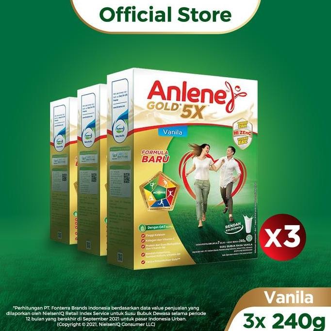 

Anlene Gold 5X Susu Bubuk Dewasa Vanila 3X240G - Tulang & Sendi