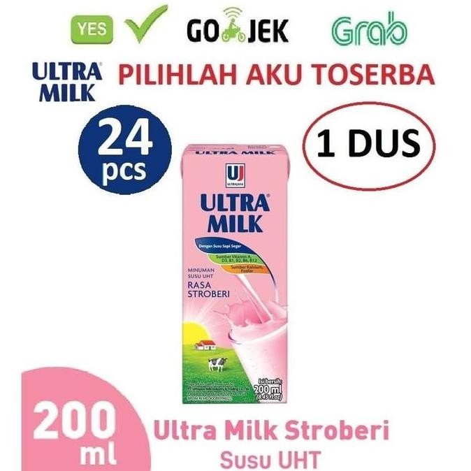 

Susu Ultra Stroberi (Strawberry) - 200 Ml - 1 Dus Isi 24 Pcs