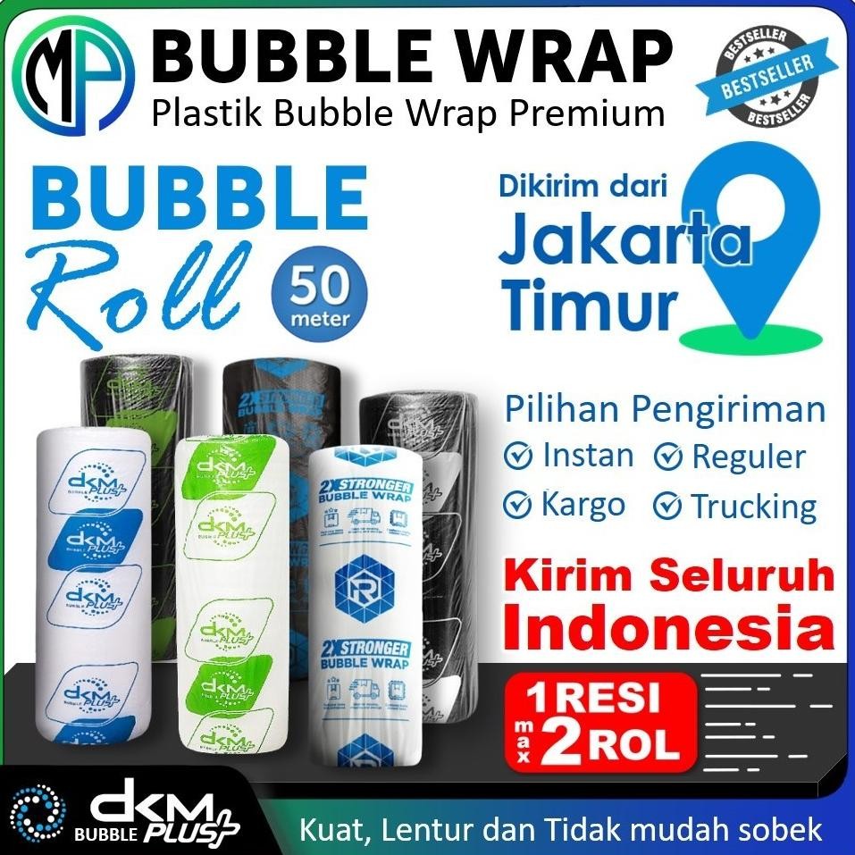 

JH8 Plastik Gelembung Bubble Wrap DKM Roll 50meter x 125cm Warna Bening dan Hitam Merek DKMPlus Rusfet