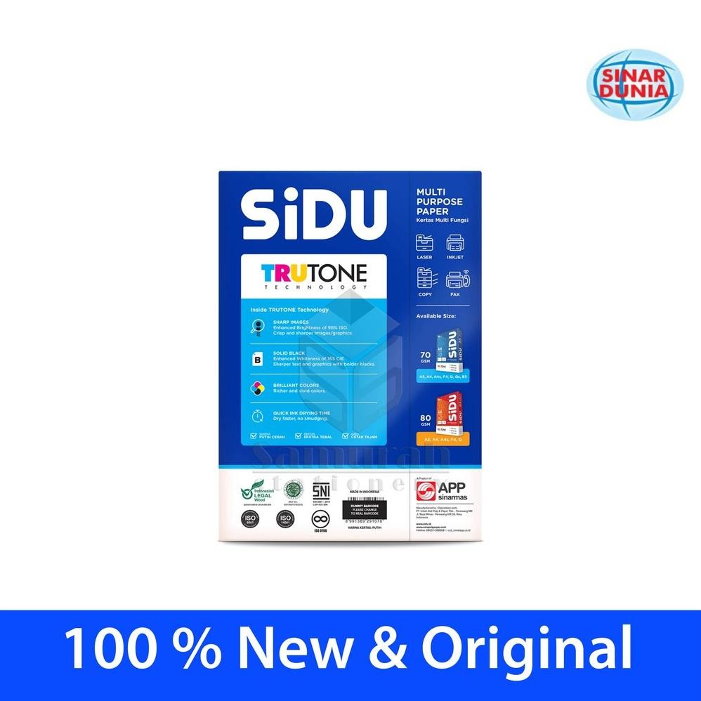 

JH8 Kertas HVS Sinar Dunia B5 70 Gsm / HVS Sidu B5 70 Gram / Kertas HVS Putih Sidu B570 Gsm / B5 70Gsm