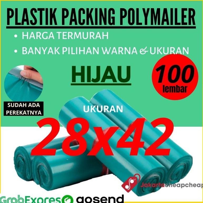 

JH8 JCP02 Plastik Packing Polymailer 28x42 Hijau Amplop Packing Online Termurah