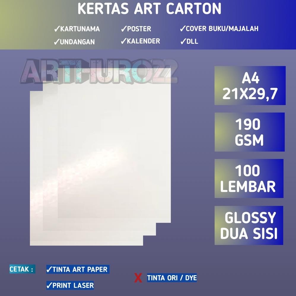 

JH8 Kertas art carton paper 190 gsm A4 isi 100 lembar/art paper 190 gram