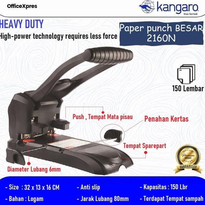 

ready !!! Pembolong Kertas / Pelubang Kertas 2 Lobang Kangaro 2160N Heavy DutY