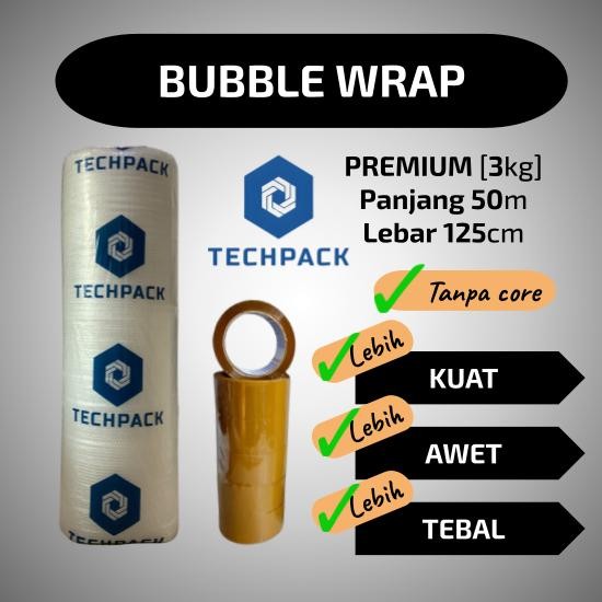 

JH8 Plastik Bubble Wrap Roll Bening Putih 125 cm x 50 m Premium Tebal 125cm x 50m TECHPACK Bable Bubblewrap Buble