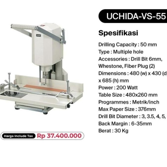 

ready !!! Mesin Bor Pembolong Kertas Listrik Paper Punch Machine UCHIDA VS-15