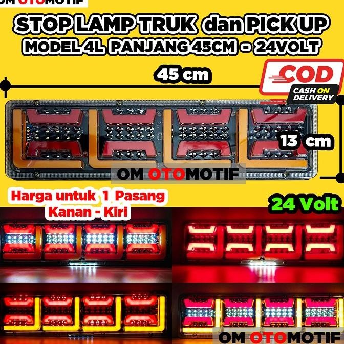 lampu stop lamp variasi mobil belakang rem truk truck led   running 4L VST-2425 46cm Import 12 volt 