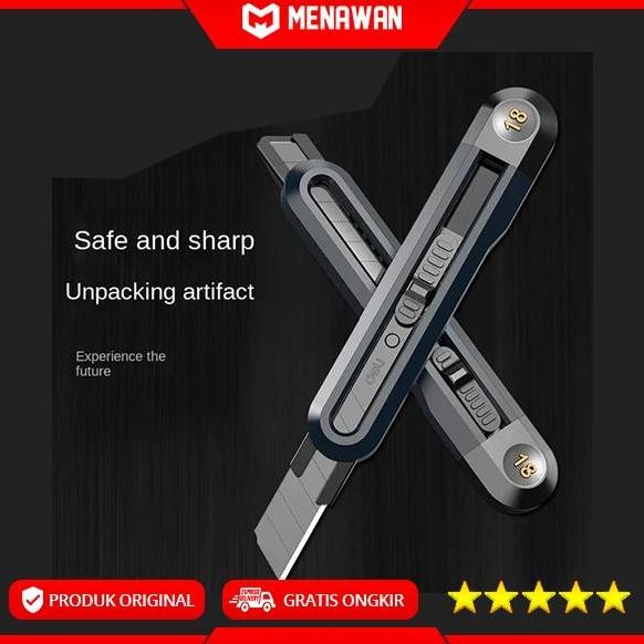 

ready !!! Premium Utility Knife Lock Button Pisau Cutter Baja Hitam Original