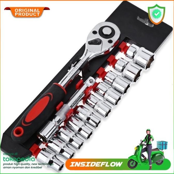 Set Kunci Ring Pas CR-V Drive Socket Set 1/4 Set Kunci Shock 12 PCS