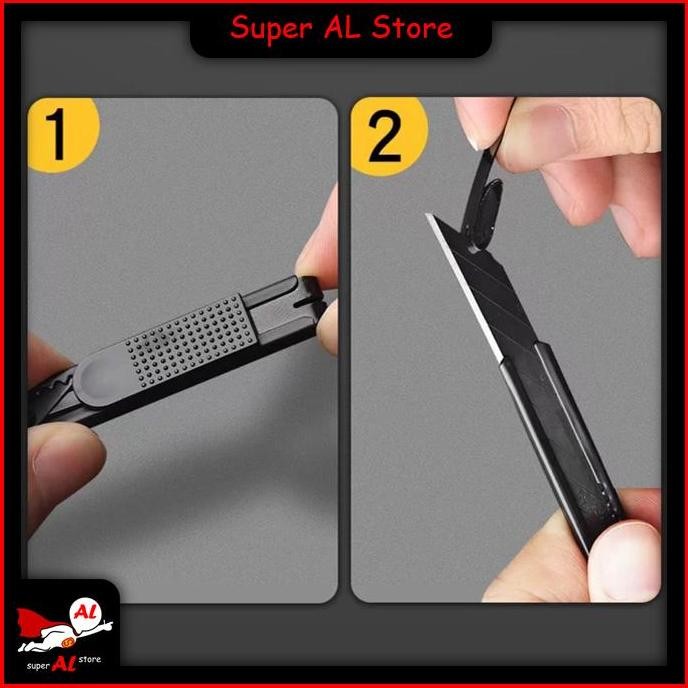 

ready !!! M&G cutter serbaguna baja hitam anti karat / 2 in 1 / cutter + 10 pcs pisau cutter