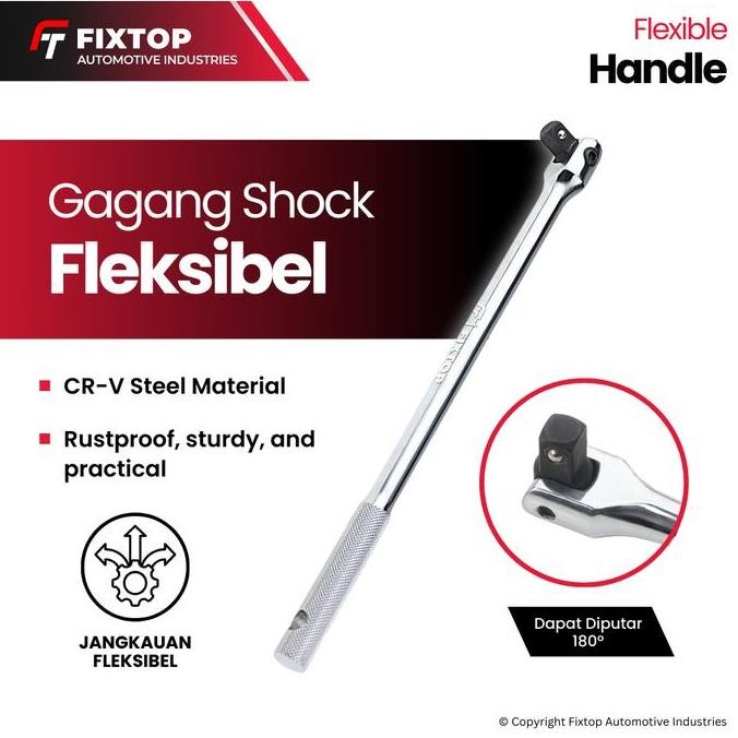 FIXTOP Gagang Shock Fleksibel 1/2 x 15" Flexible Handle Kunci Sok Sock