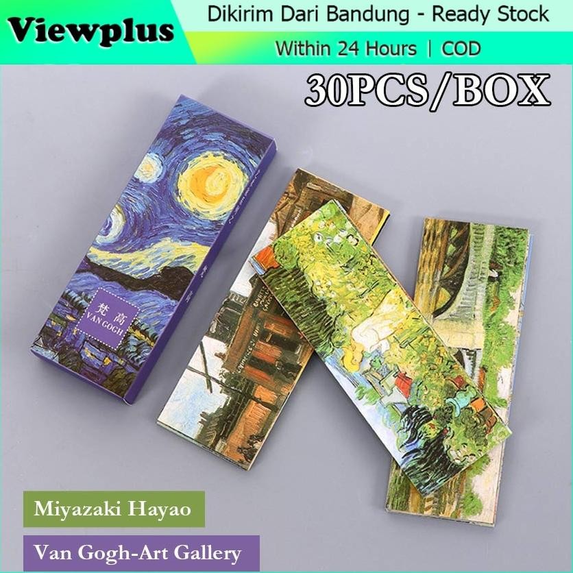 

30Pcs paper bookmark Pembatas Buku Desain Miyazaki Hayao / Van Gogh