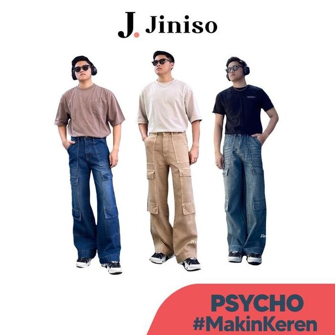 Psycho - Jiniso Highwaist Cargo Celana Jeans Pria