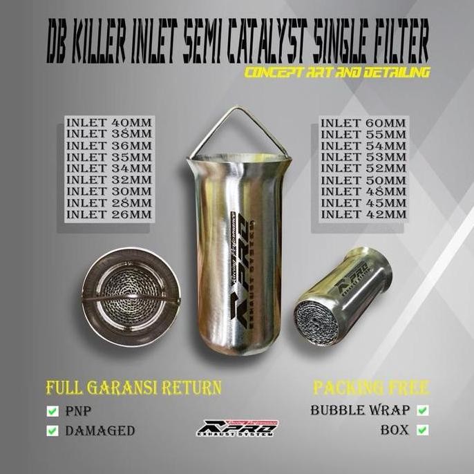 READY STOK R-PRO DB Killer SINGLE Filter Type INLET (Sambungan Silencer) Semi Katalis Catalytic Pere