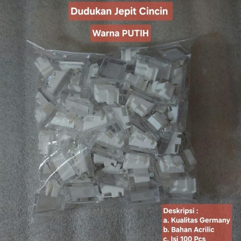 Display Jepit Cincin Akrilik Tempat Dudukan Cincin isi 100pcs Putih AST