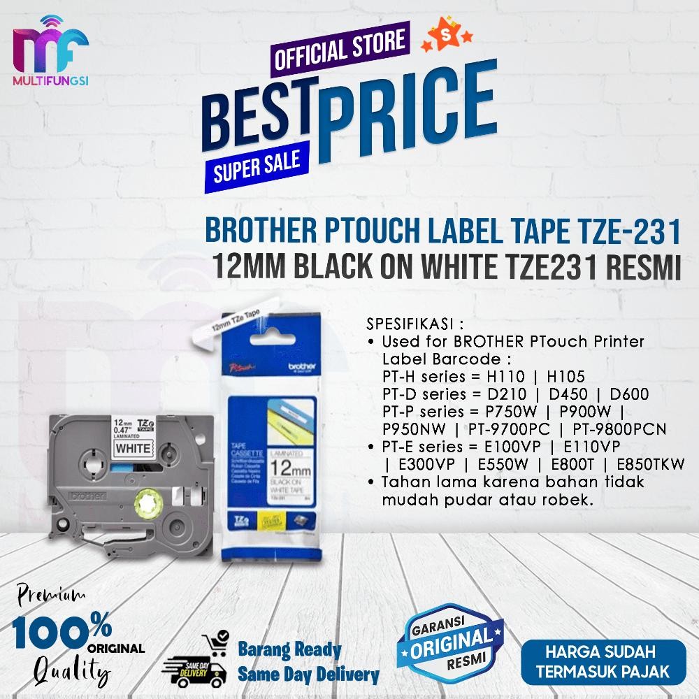 

Rekomendasi !!! Brother Ptouch Label Tape Tze-231 12Mm Black On White Tze231 Resmi