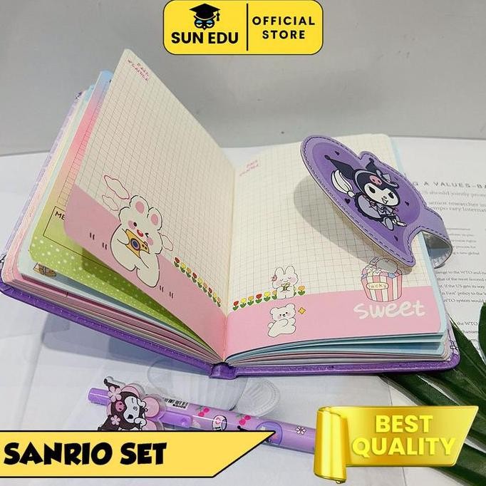 

2 in 1 Gift set notebook sanrio magnet/ Buku tulis cute kuromi cinnamorol Kertas Magnet Paper Sekolah Stationery buku kuromi HT