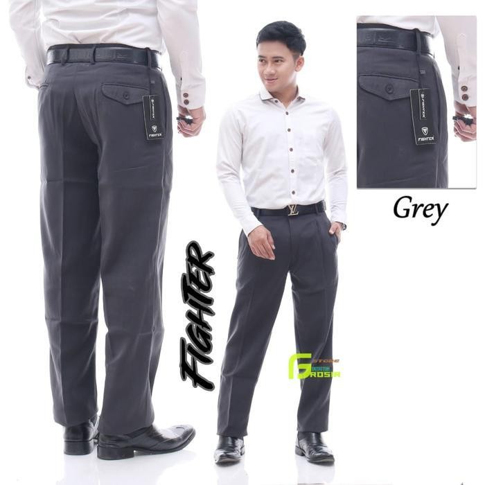 Celana Formal Kantor Pria Kerja Reguler Standar Bahan Kain Teflon