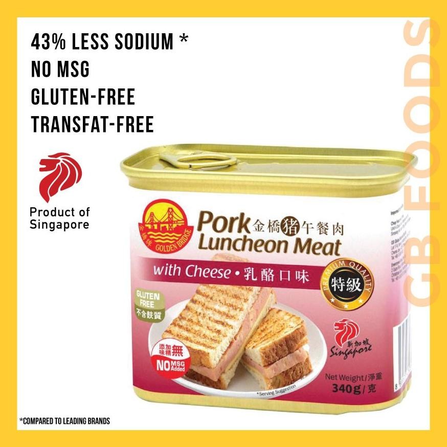 

CQ37 dgf-4 PORK LUNCHEON MEAT ORGINAL SINGAPORE GOLDEN BRIDGE 340g Premium Hemat