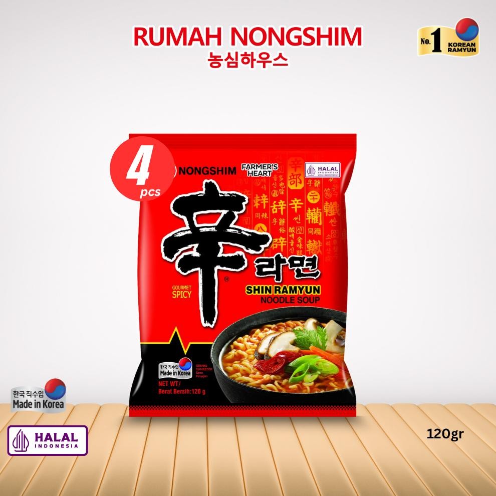 

READY STOK Bundling Empat - Nongshim SHIN RAMYUN Noodle Soup Original [120 gram x 4 pcs] Siap kirim