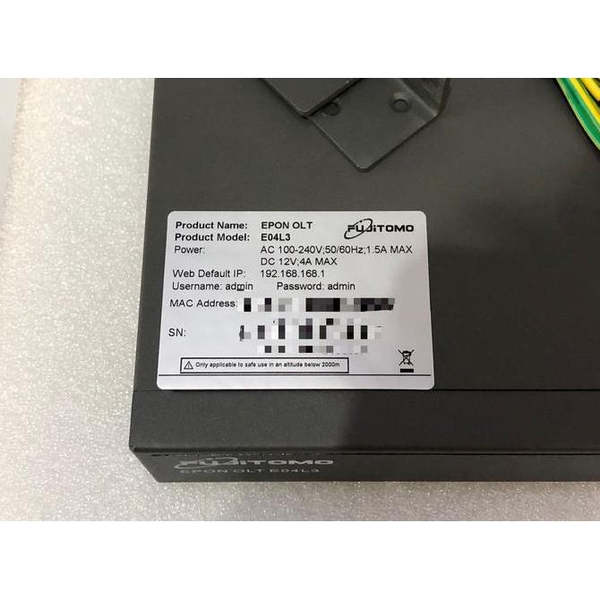 Olt Epon Fujitomo E04L3D 10G 4 Pon 64 Onu/Pon Baru Original New Stok