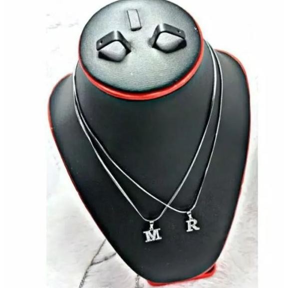 Up15 Kalung Inisial Huruf Anti Karat - Kalung Wanita Rantai Alfabet Kecil Silver - Kalung Titanium C