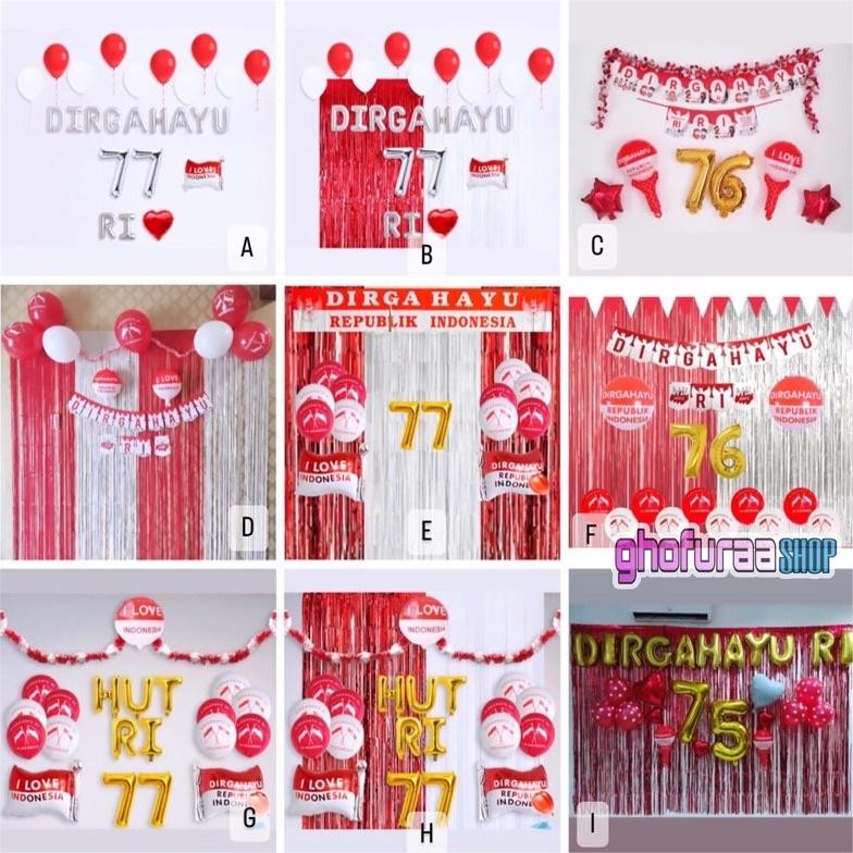 Bisa Cod Paket Dekorasi Dirgahayu Ri Hut Ri Merah Putih Indonesia Set Tulisan Background Backdrop Pe