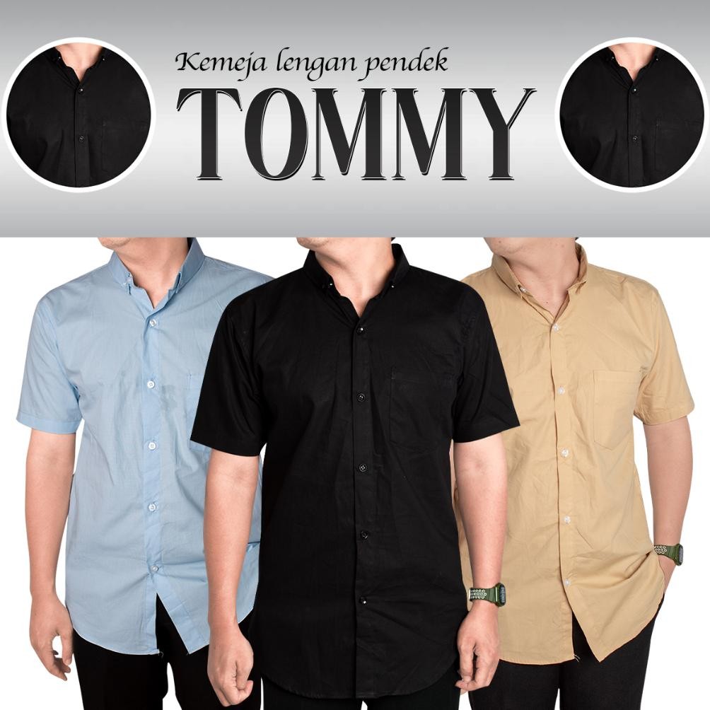 Fortklass Kemeja Polos Tommy Pendek Pria Lengan Pendek Kemeja Cowok Formal Kemeja Kantor