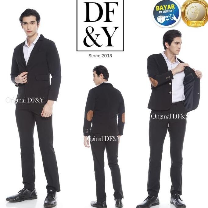 Yarrafa Jas Blazer Pria Elbow Model Terpopuler Slimfit Formal Casual Korea Style Df&Y Bahan Untuk Ac