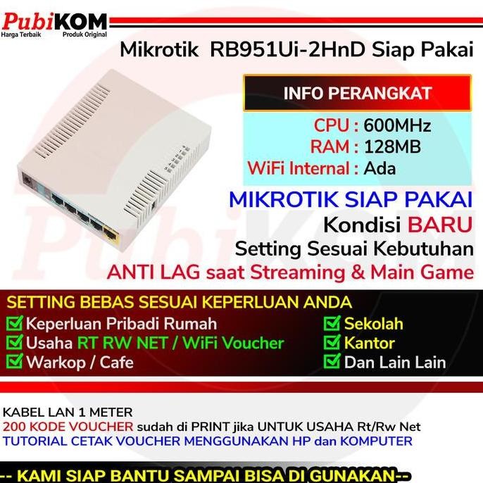 Mikrotik Rb951Ui-2Hnd Full Setting Siap Pakai New Stok