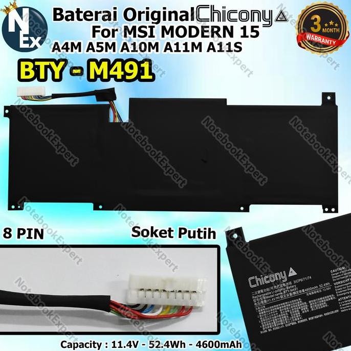 Baterai Chichony For Msi Modern 15 A11Sb Bty M491 - Original New Stok