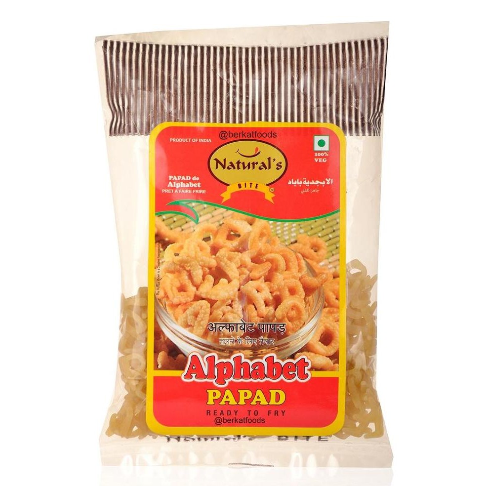 

] Alphabet Papad Fryum Natural's Bite / Kerupuk Mentah India Vegetarian Ready To Fry Naturals