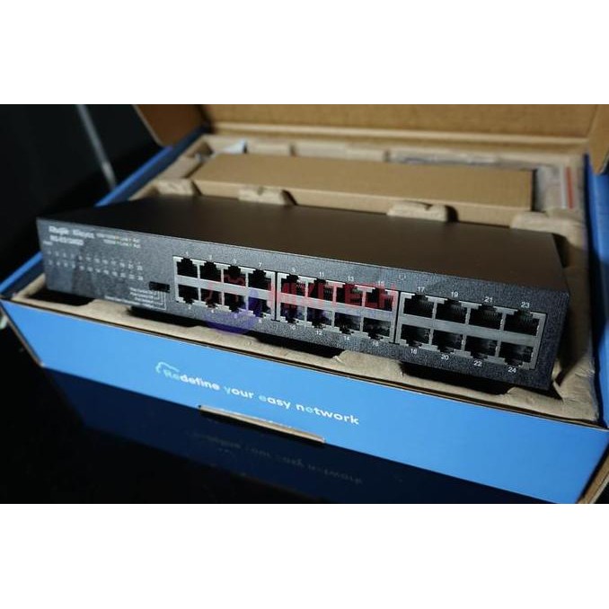 Ruijie Rg Es124Gd Switch/Hub 24 Port Gigabit Unmanaged Metal Case New Stok