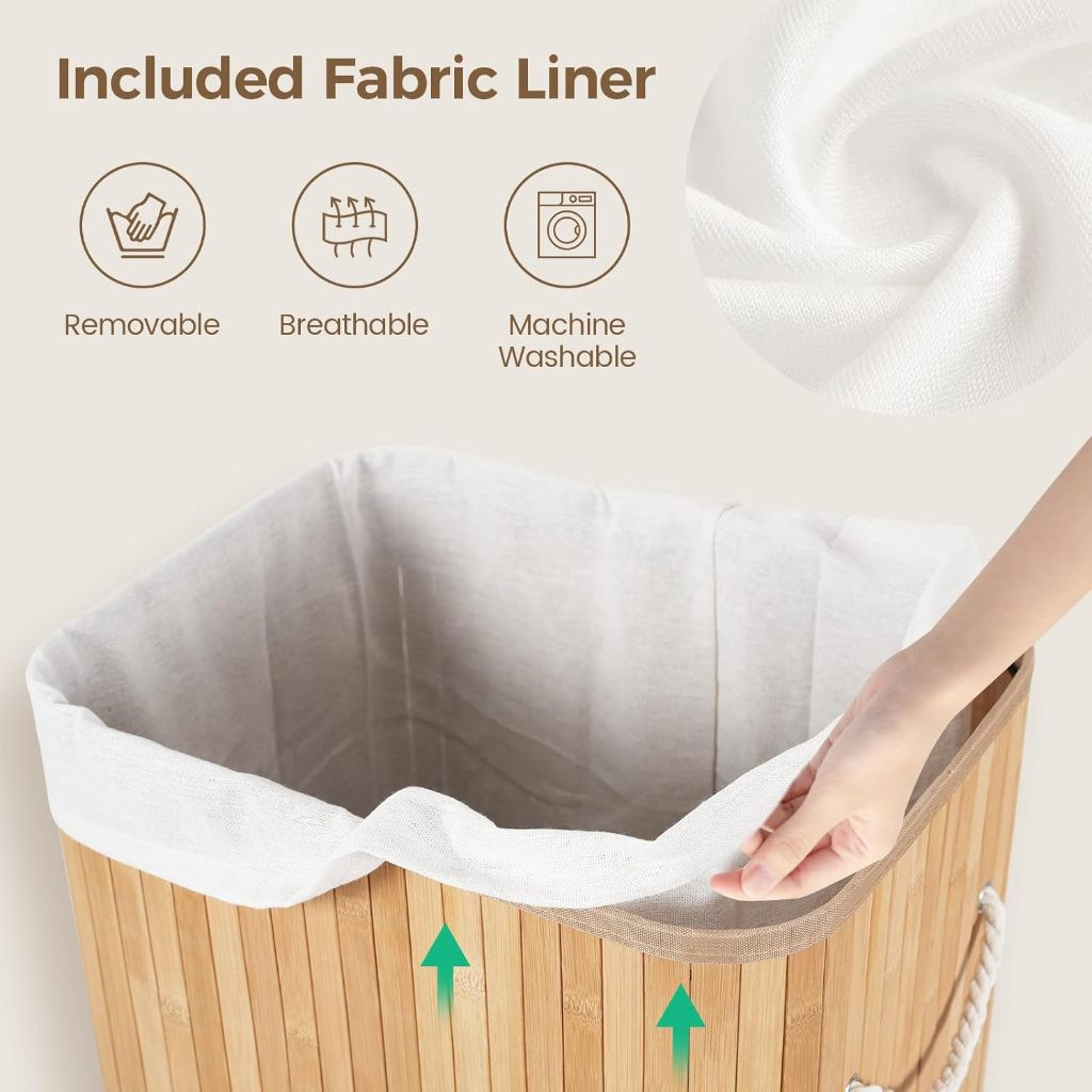 2PcsKeranjang Baju Kotor 72L Keranjang Laundry Rotan Kotor Bag Basket Dengan Tutup Tas Cucian Lipat