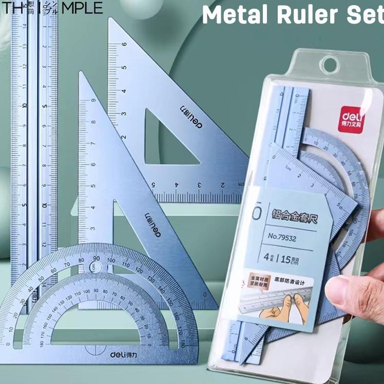 

Penggaris Alumunium 1 Set 4 El Pengaris Ruler Alumunium Geometry Drawing Thimple