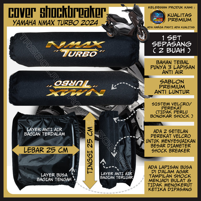 Sarung Pelindung Penutup Cover Sokbreker Shock Breaker Belakang Motor Yamaha Nmax Turbo 2024 Anti