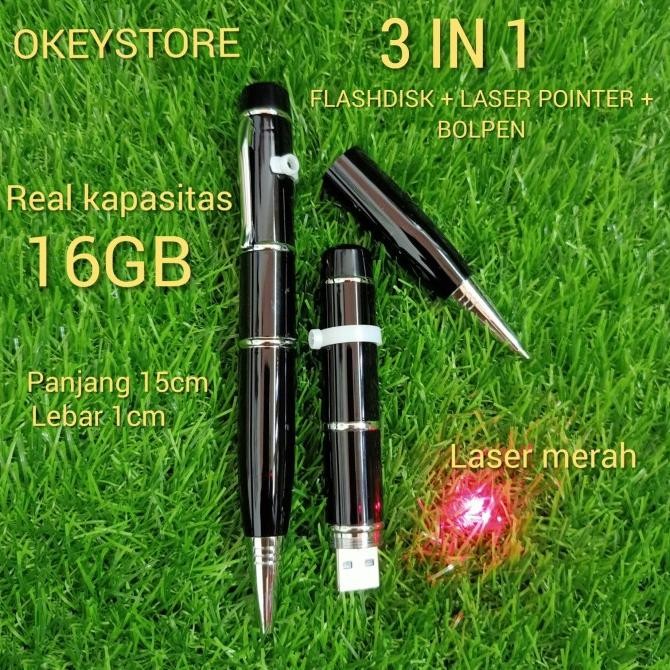 

Produk Baru!! Flashdisk pulpen laser pointer 3 in 1 16GB REAL
