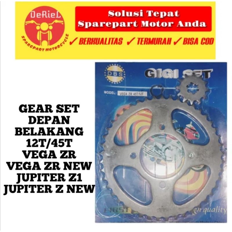 GEAR GIR PRESS 45T VEGA ZR VEGA ZR NEW JUPITER Z1 JUPITER Z GEAR SET 45T/12T