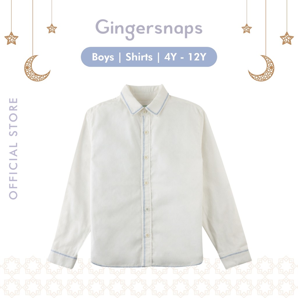 Gingersnaps Urban Maverick Woven Btndown White - Kemeja Anak Laki (Putih)