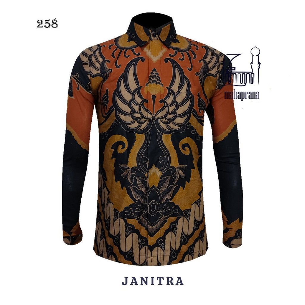 Batik Mahaprana Motif Janitra Kemeja Batik Pria Lengan Panjang dan Pendek Slimfit Full Furing Premiu