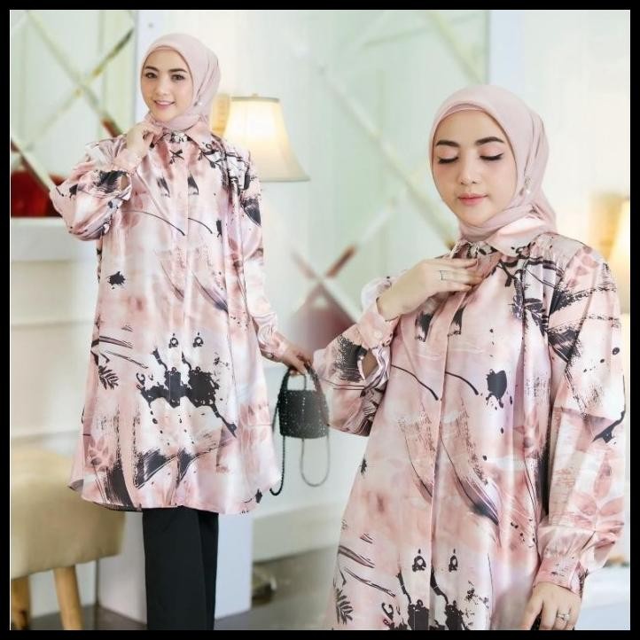 Promo Tunik Wanita Bella Motif Premium Armani Silk Oversize | Dress Gamis Atasan Best Seller