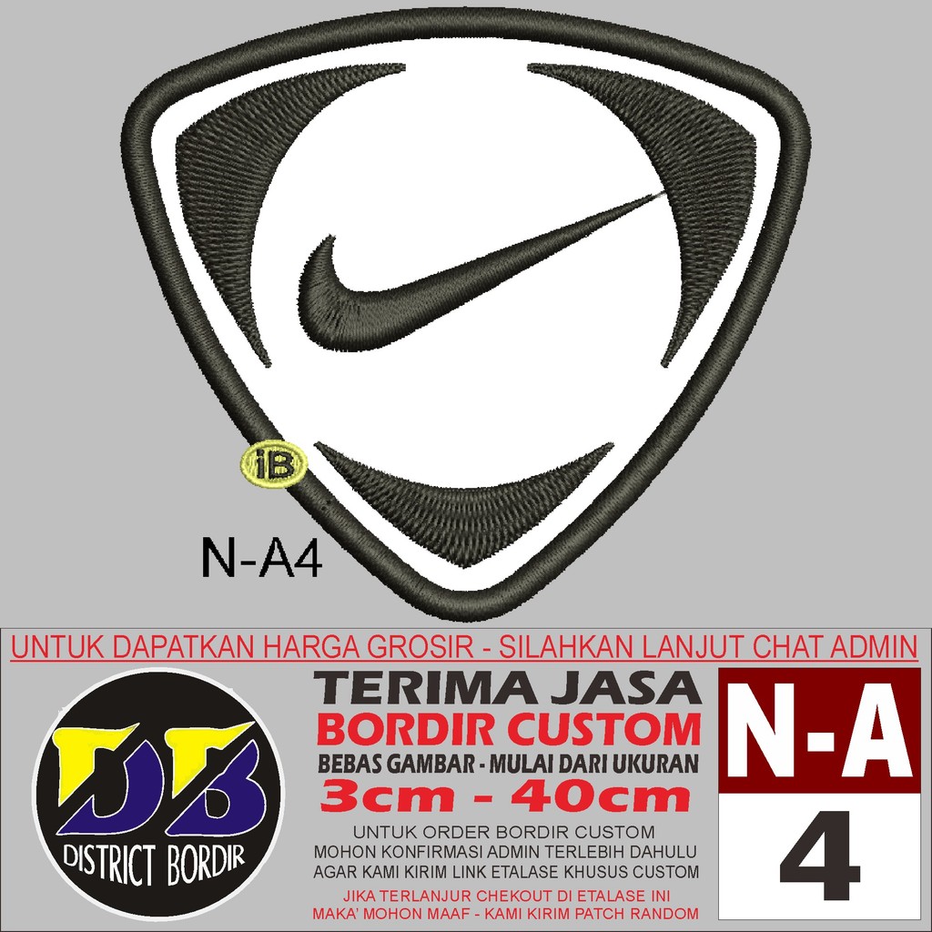 PATCH BORDIR LOGO WHITE NIKE  EMBROIDERY EMBLEM - DISTRICT BORDIR